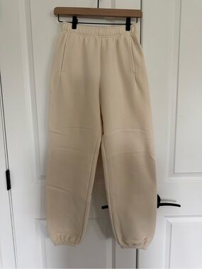 aerie Cream Elastic Waist Joggers